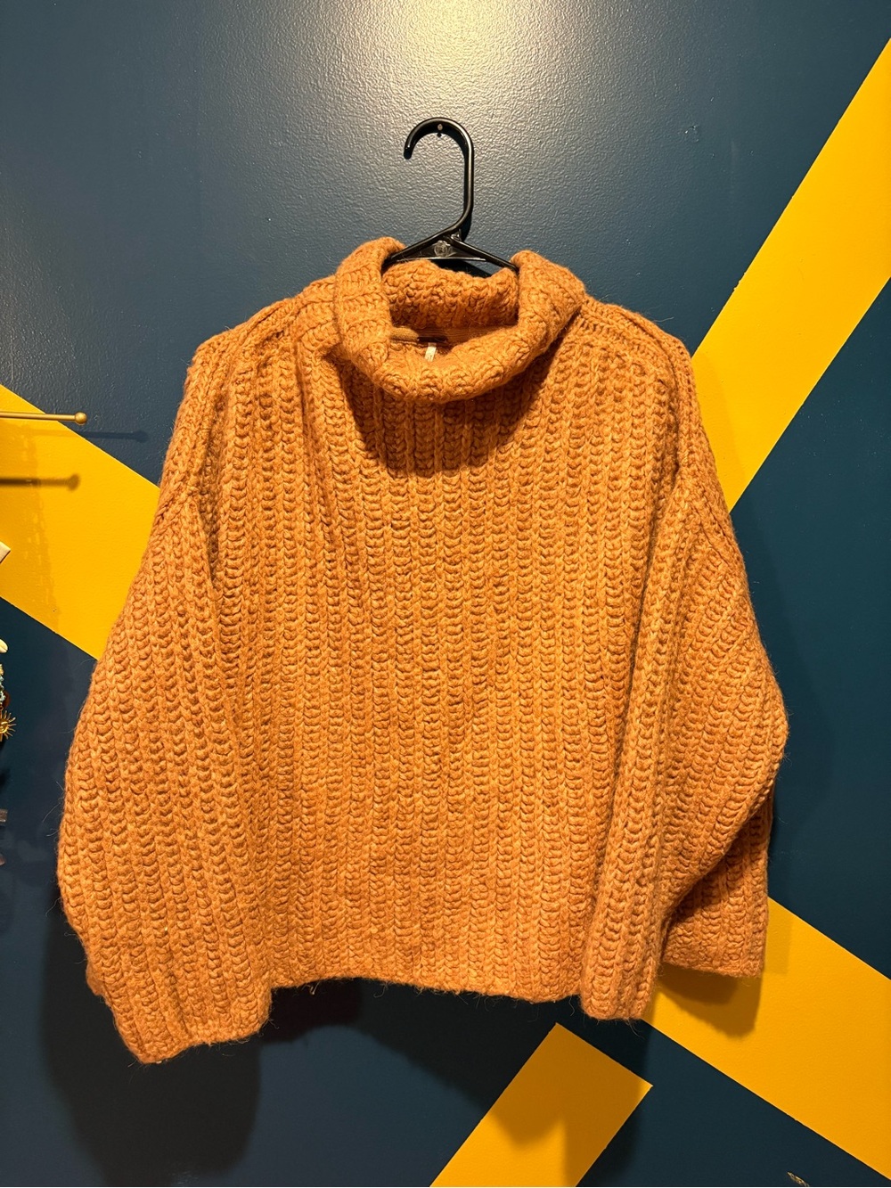 Free People Tan Turtleneck Chunky Knit Wool Blend Sweater NWOT
